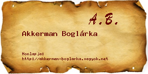 Akkerman Boglárka névjegykártya